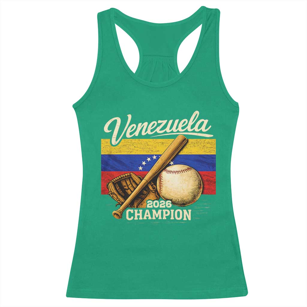 Venezuela Baseball 2026 Racerback Tank Top Champions Vintage Venezuelan Flag Baseball Fan Gift TS10 Irish Green Print Your Wear