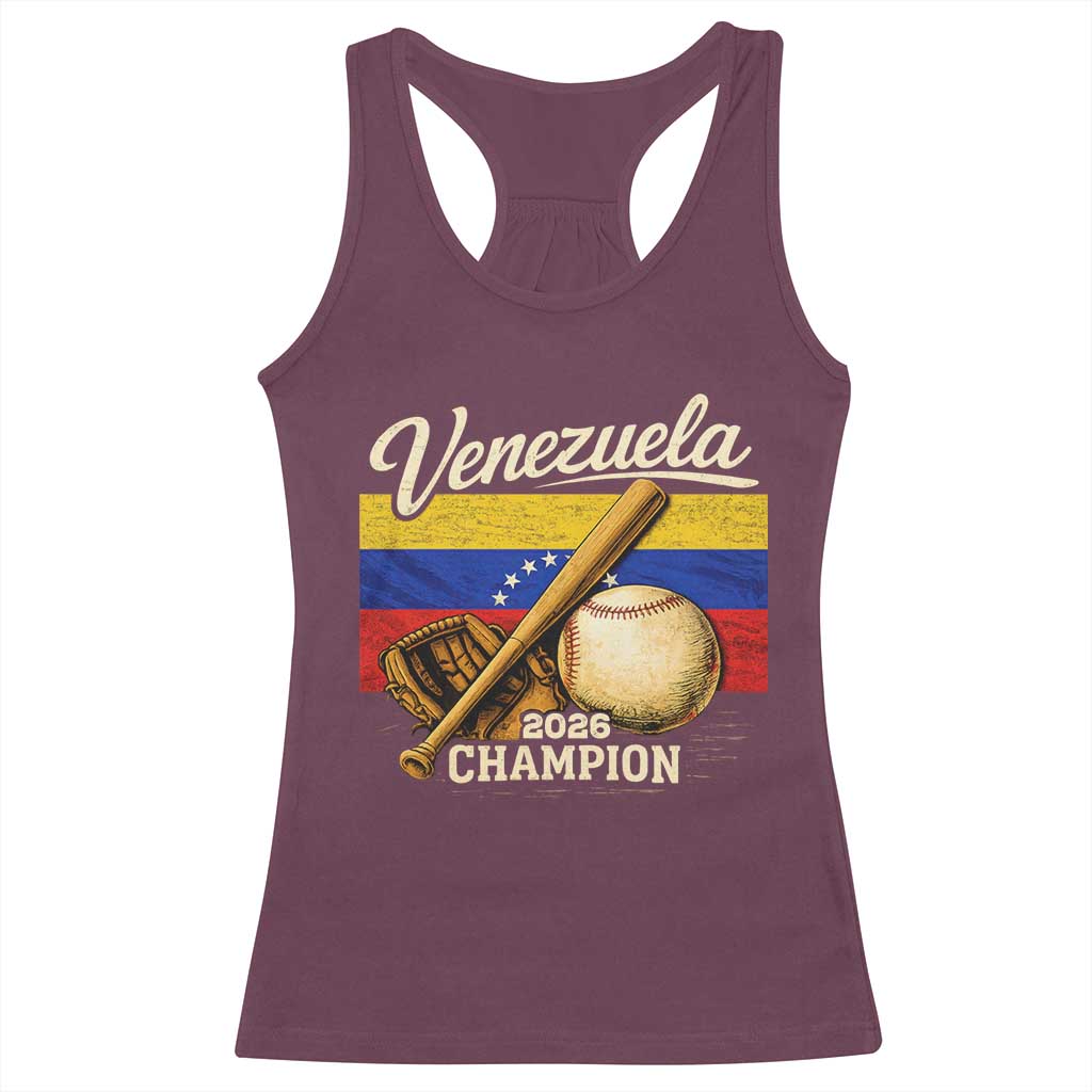 Venezuela Baseball 2026 Racerback Tank Top Champions Vintage Venezuelan Flag Baseball Fan Gift TS10 Maroon Print Your Wear
