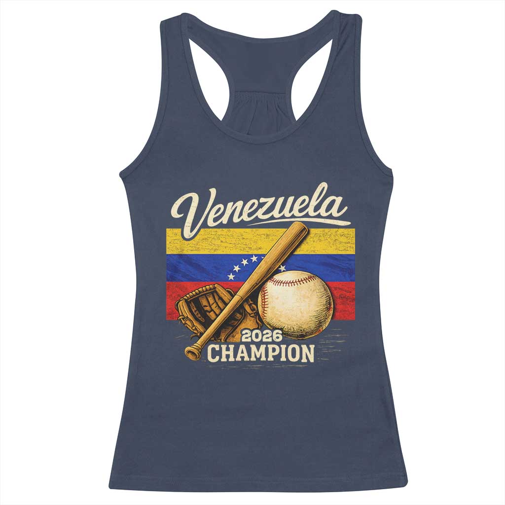 Venezuela Baseball 2026 Racerback Tank Top Champions Vintage Venezuelan Flag Baseball Fan Gift TS10 Navy Print Your Wear