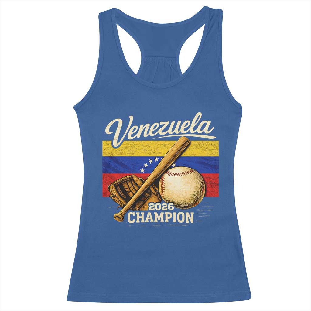 Venezuela Baseball 2026 Racerback Tank Top Champions Vintage Venezuelan Flag Baseball Fan Gift TS10 Royal Blue Print Your Wear
