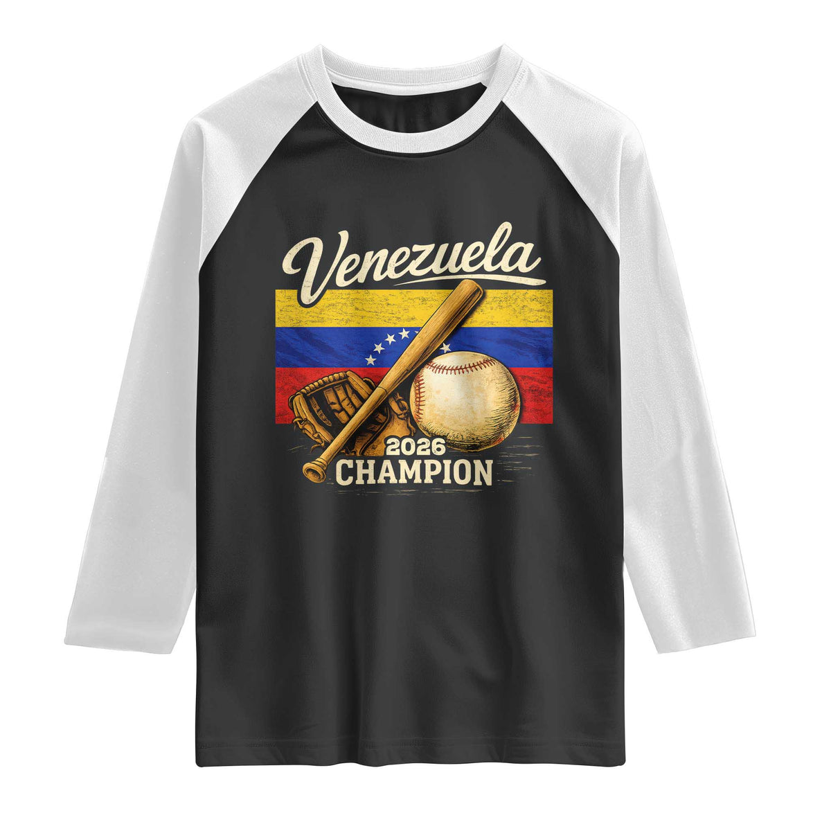 Venezuela Baseball 2026 Raglan Shirt Champions Vintage Venezuelan Flag Baseball Fan Gift TS10 Black White Print Your Wear