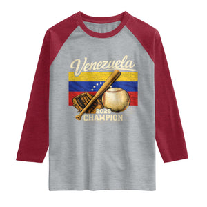 Venezuela Baseball 2026 Raglan Shirt Champions Vintage Venezuelan Flag Baseball Fan Gift TS10 Heather Gray Heather Red Print Your Wear