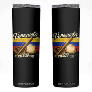 Venezuela Baseball 2026 Skinny Tumbler Champions Vintage Venezuelan Flag Baseball Fan Gift TS10 Black Print Your Wear