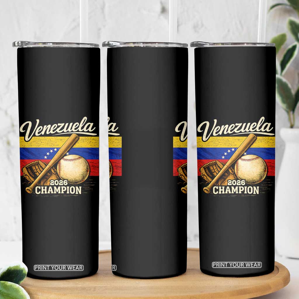 Venezuela Baseball 2026 Skinny Tumbler Champions Vintage Venezuelan Flag Baseball Fan Gift TS10 Print Your Wear