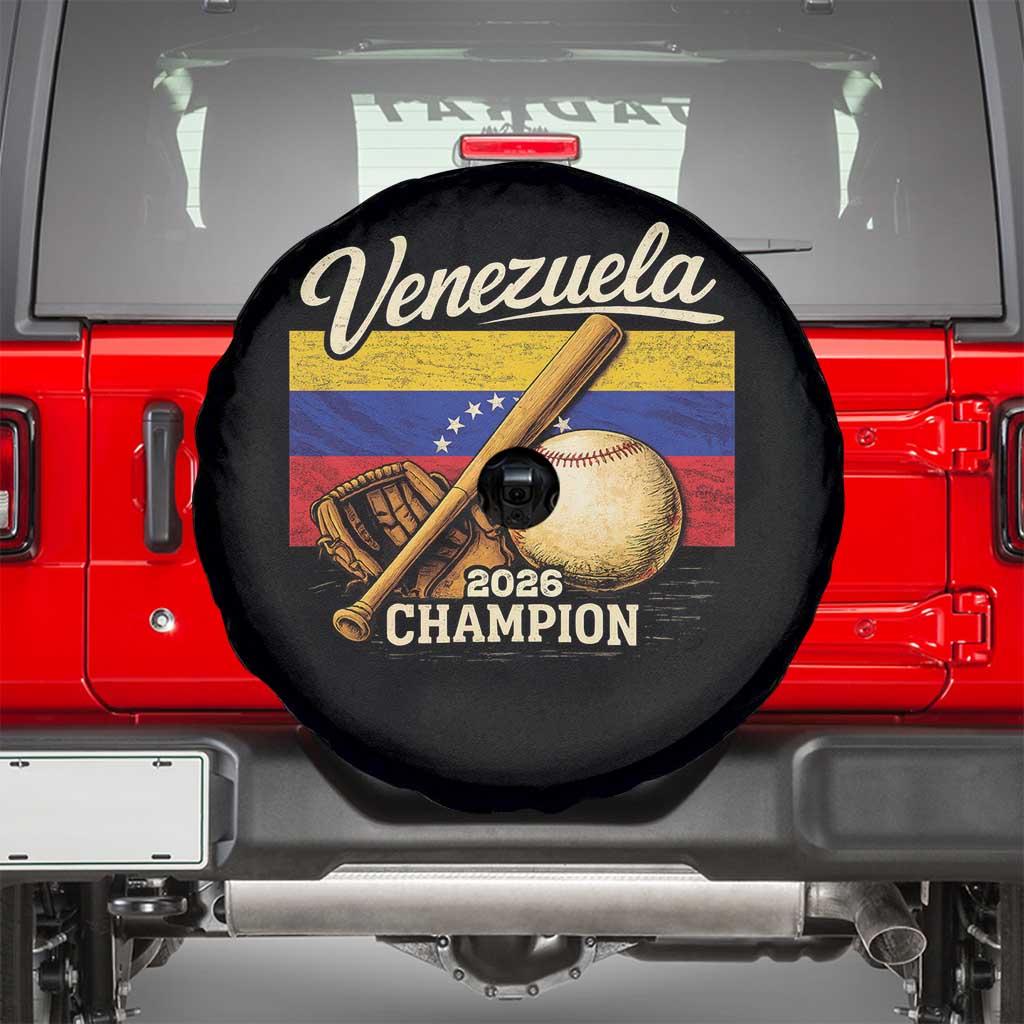Venezuela Baseball 2026 Spare Tire Cover Champions Vintage Venezuelan Flag Baseball Fan Gift TS10 Black Print Your Wear