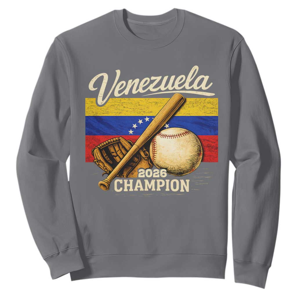 Venezuela Baseball 2026 Sweatshirt Champions Vintage Venezuelan Flag Baseball Fan Gift TS10 Charcoal Print Your Wear