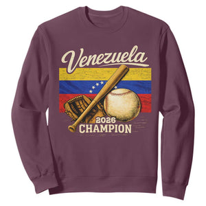 Venezuela Baseball 2026 Sweatshirt Champions Vintage Venezuelan Flag Baseball Fan Gift TS10 Maroon Print Your Wear