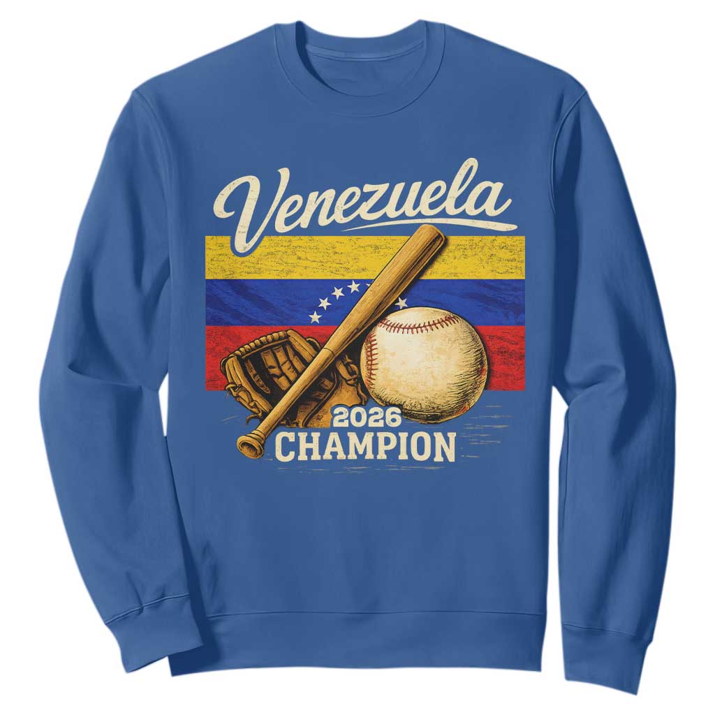 Venezuela Baseball 2026 Sweatshirt Champions Vintage Venezuelan Flag Baseball Fan Gift TS10 Royal Blue Print Your Wear
