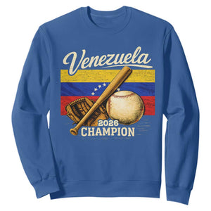 Venezuela Baseball 2026 Sweatshirt Champions Vintage Venezuelan Flag Baseball Fan Gift TS10 Royal Blue Print Your Wear