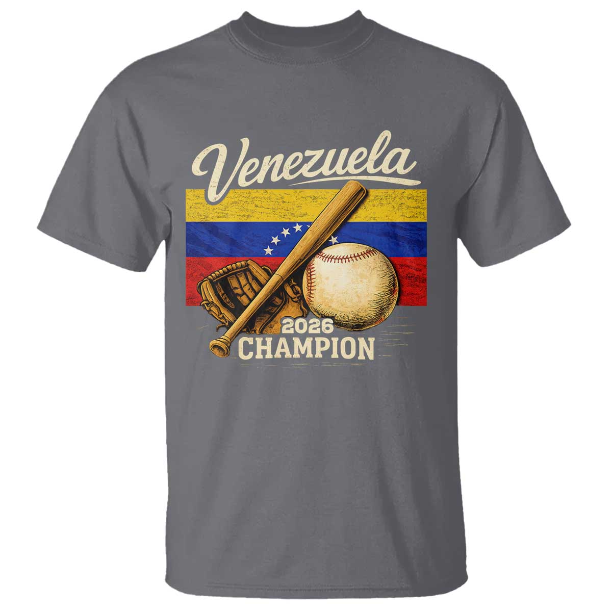Venezuela Baseball 2026 T Shirt Champions Vintage Venezuelan Flag Baseball Fan Gift TS10 Charcoal Print Your Wear