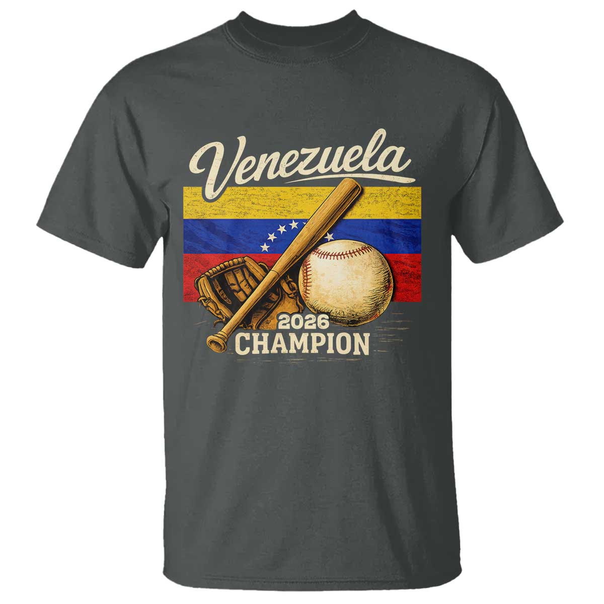 Venezuela Baseball 2026 T Shirt Champions Vintage Venezuelan Flag Baseball Fan Gift TS10 Dark Heather Print Your Wear