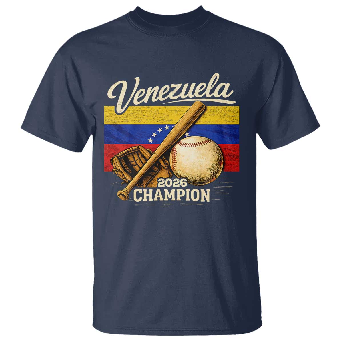 Venezuela Baseball 2026 T Shirt Champions Vintage Venezuelan Flag Baseball Fan Gift TS10 Navy Print Your Wear