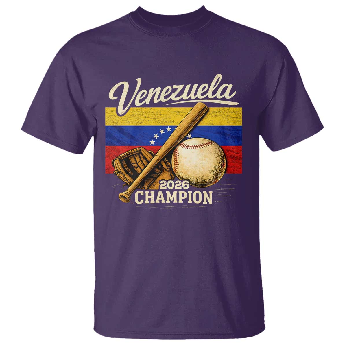 Venezuela Baseball 2026 T Shirt Champions Vintage Venezuelan Flag Baseball Fan Gift TS10 Purple Print Your Wear