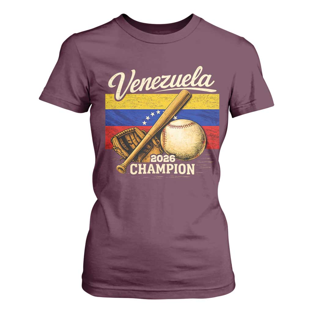 Venezuela Baseball 2026 T Shirt For Women Champions Vintage Venezuelan Flag Baseball Fan Gift TS10 Maroon Print Your Wear