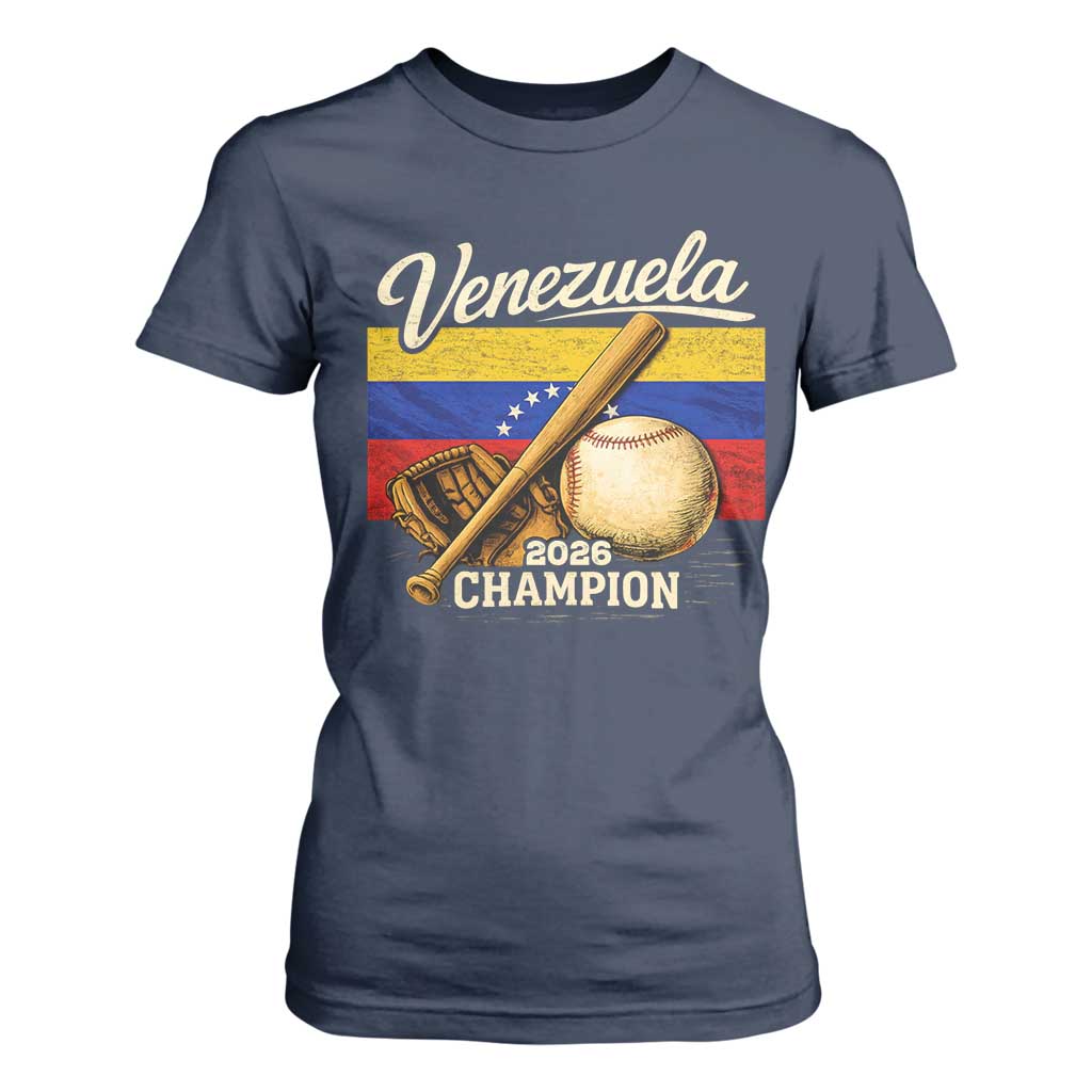 Venezuela Baseball 2026 T Shirt For Women Champions Vintage Venezuelan Flag Baseball Fan Gift TS10 Navy Print Your Wear
