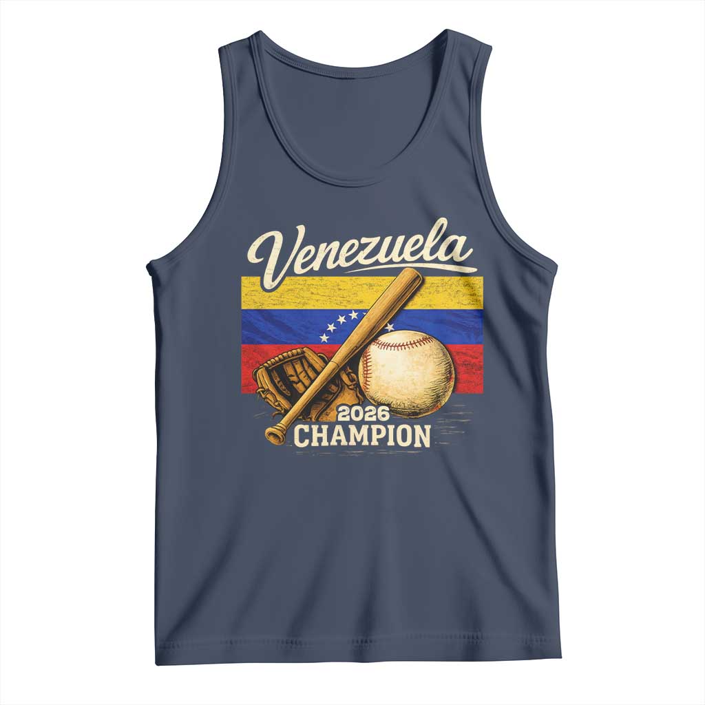 Venezuela Baseball 2026 Tank Top Champions Vintage Venezuelan Flag Baseball Fan Gift TS10 Navy Print Your Wear