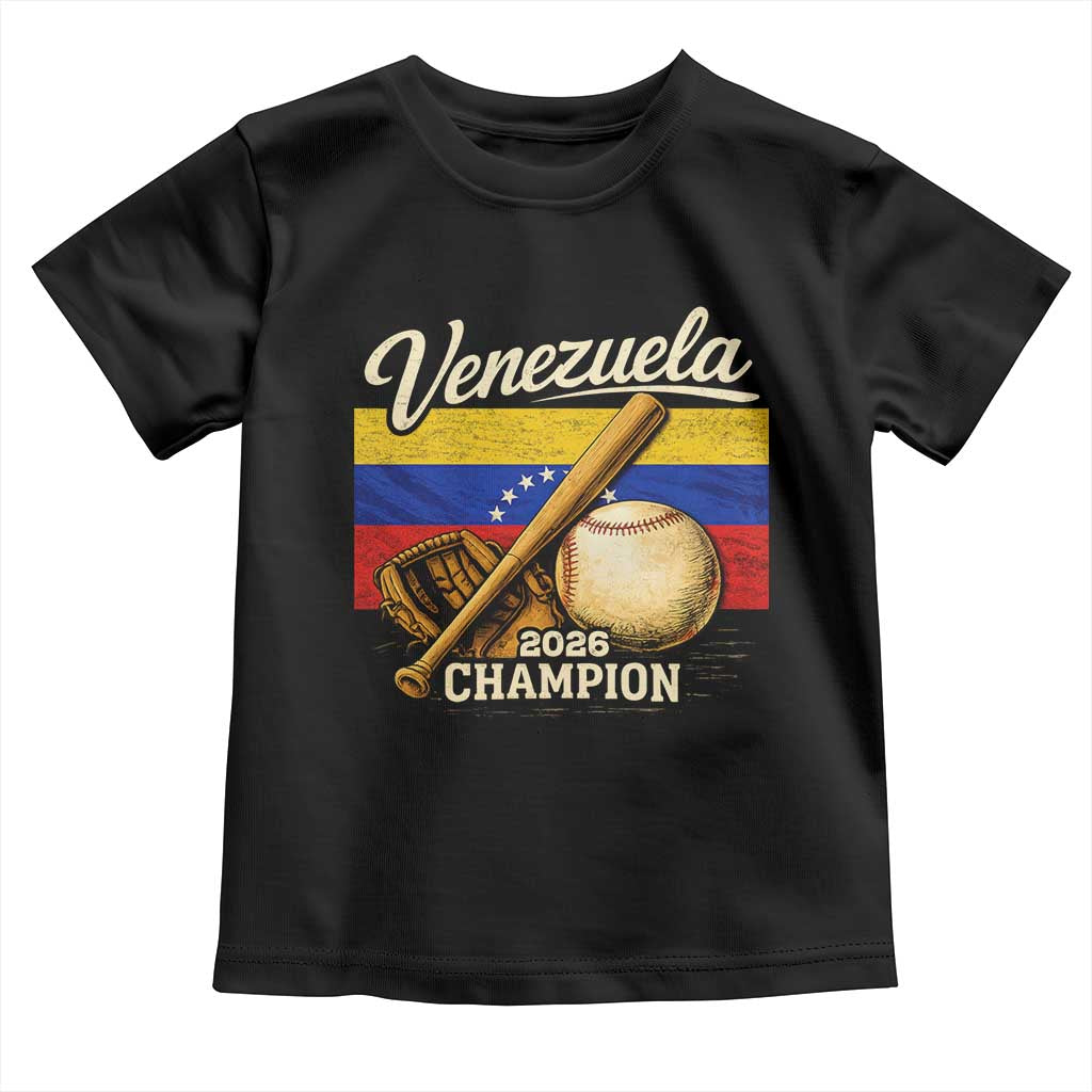 Venezuela Baseball 2026 Toddler T Shirt Champions Vintage Venezuelan Flag Baseball Fan Gift TS10 Black Print Your Wear
