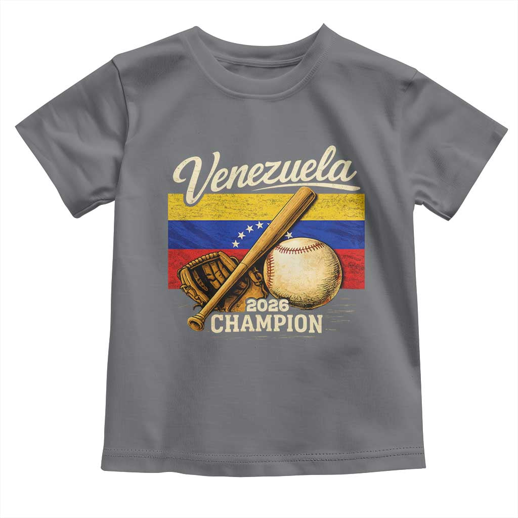 Venezuela Baseball 2026 Toddler T Shirt Champions Vintage Venezuelan Flag Baseball Fan Gift TS10 Charcoal Print Your Wear