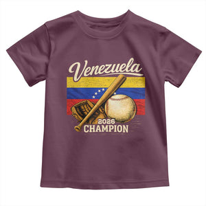Venezuela Baseball 2026 Toddler T Shirt Champions Vintage Venezuelan Flag Baseball Fan Gift TS10 Maroon Print Your Wear