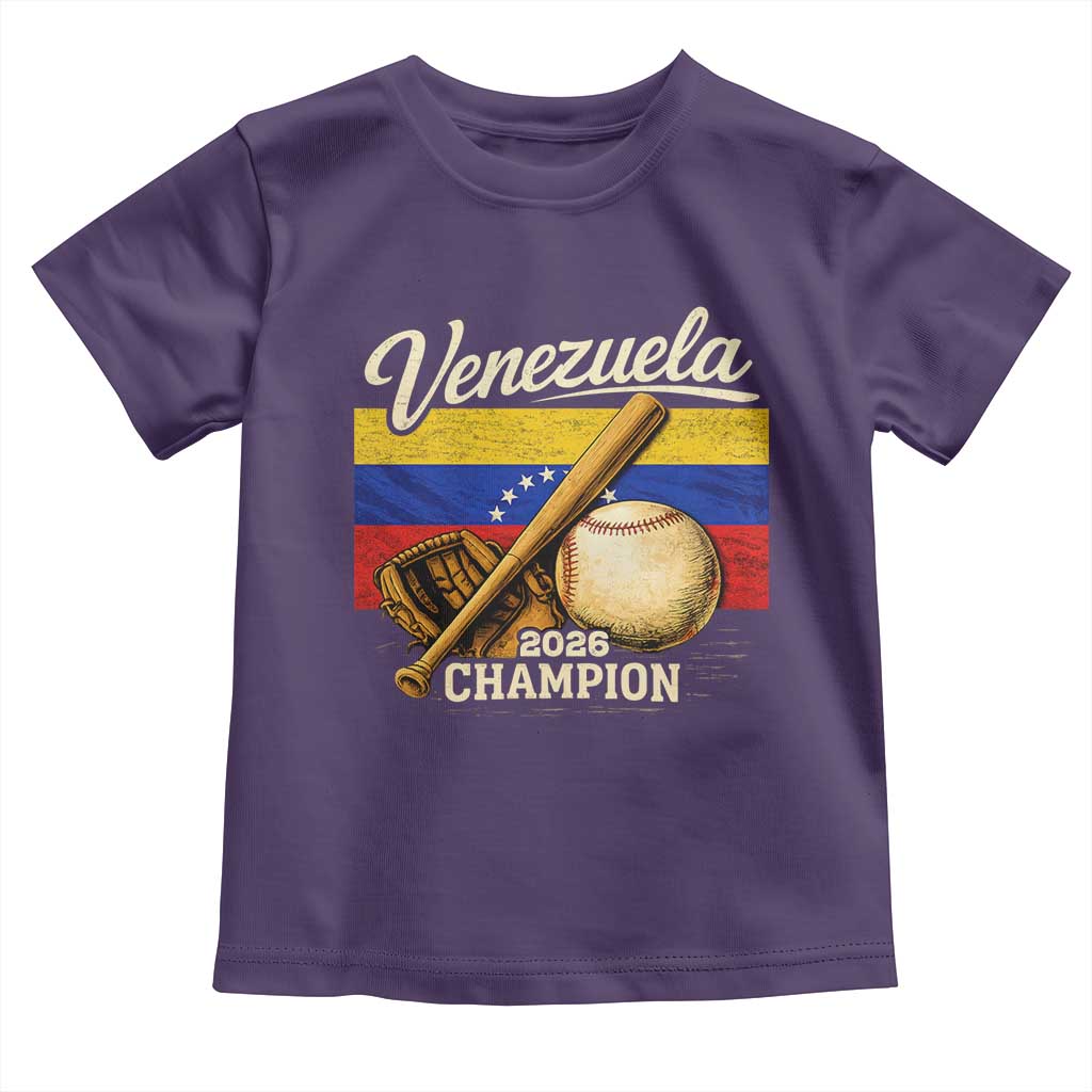 Venezuela Baseball 2026 Toddler T Shirt Champions Vintage Venezuelan Flag Baseball Fan Gift TS10 Purple Print Your Wear