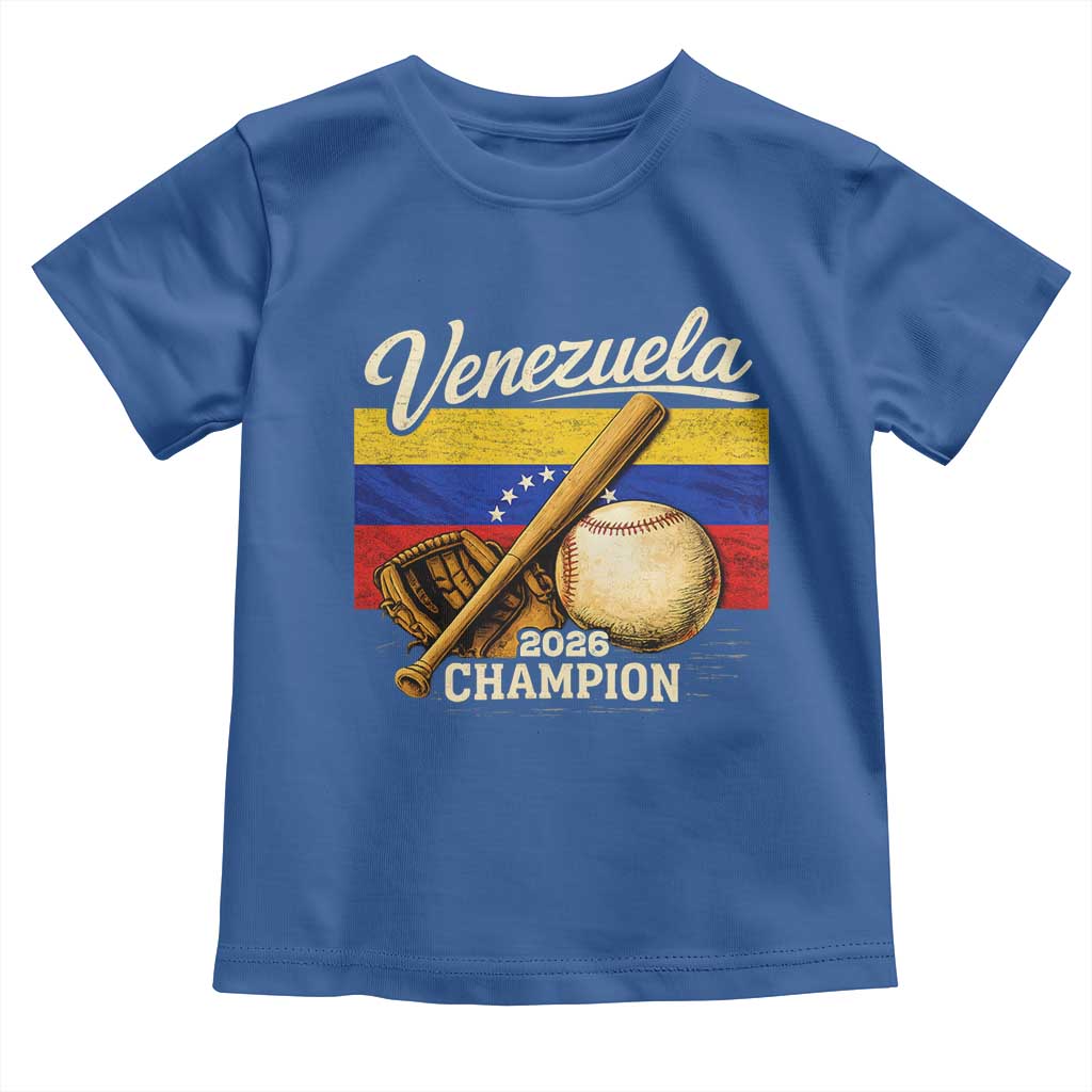 Venezuela Baseball 2026 Toddler T Shirt Champions Vintage Venezuelan Flag Baseball Fan Gift TS10 Royal Blue Print Your Wear