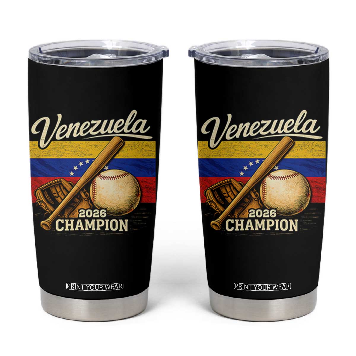 Venezuela Baseball 2026 Tumbler Cup Champions Vintage Venezuelan Flag Baseball Fan Gift TS10 Black Print Your Wear