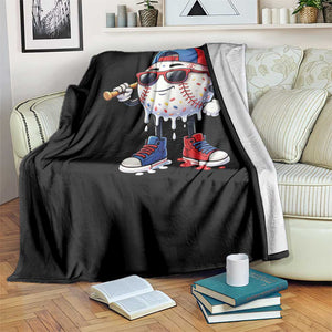 Baseball Drip Ice Cream Throw Blanket Youth Drip Baseball Boys Kid Red White And Blue TS10 Print Your Wear