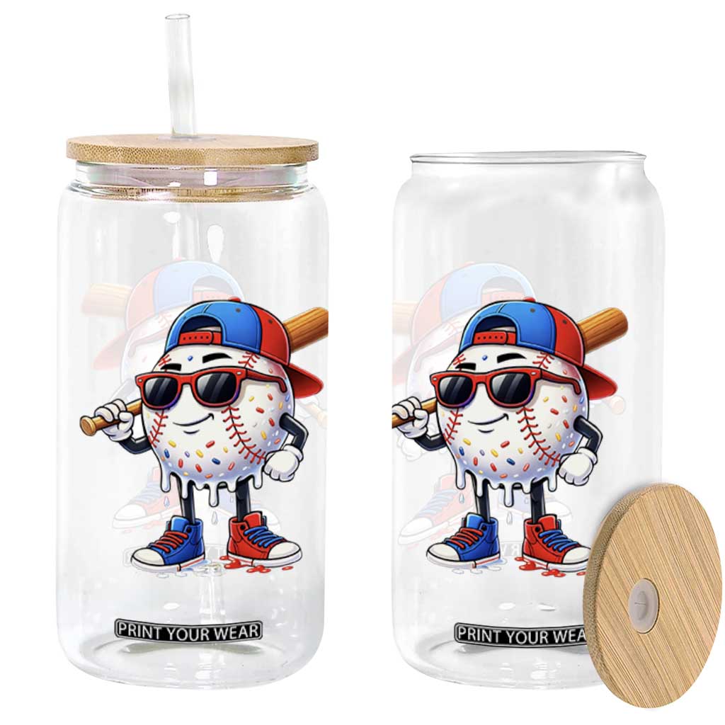 Baseball Drip Ice Cream Glass Can Youth Drip Baseball Boys Kid Red White And Blue TS10 Print Your Wear