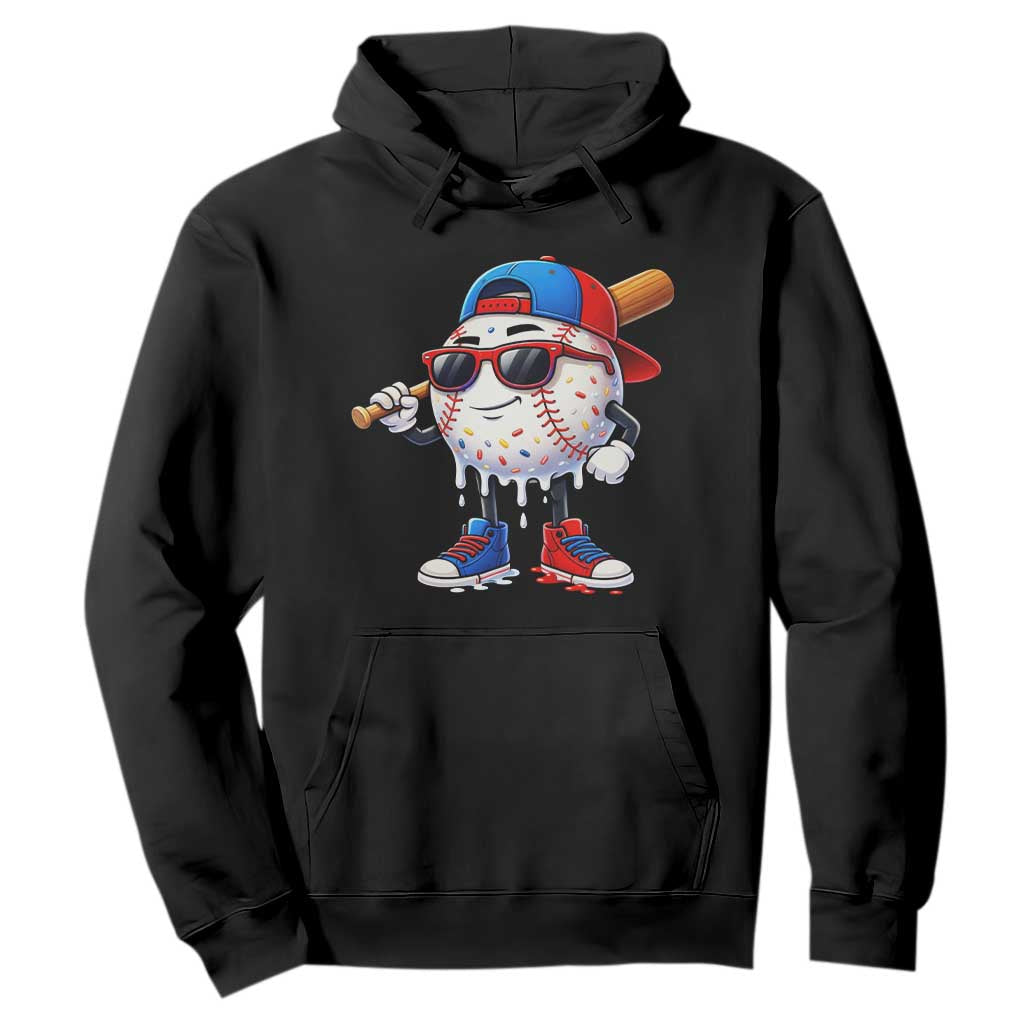 Baseball Drip Ice Cream Hoodie Youth Drip Baseball Boys Kid Red White And Blue TS10 Black Print Your Wear