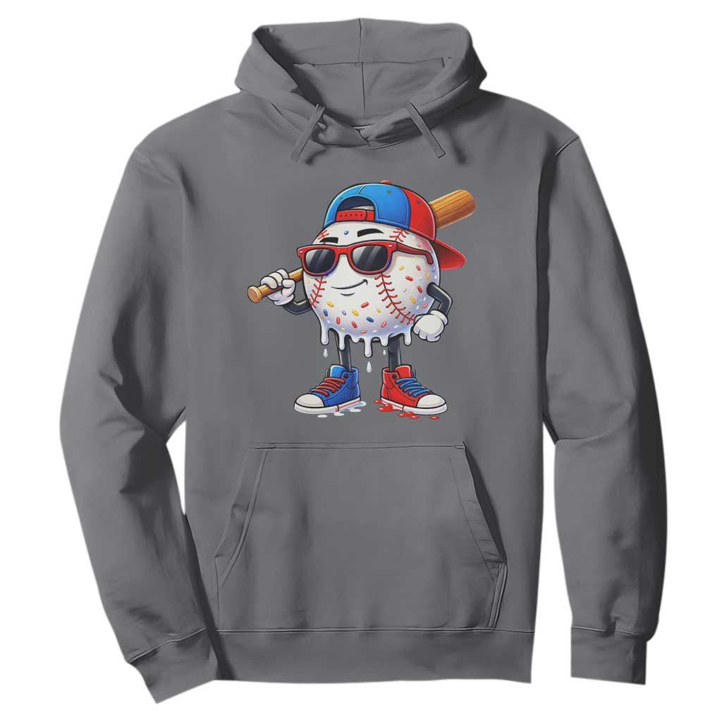 Baseball Drip Ice Cream Hoodie Youth Drip Baseball Boys Kid Red White And Blue TS10 Charcoal Print Your Wear