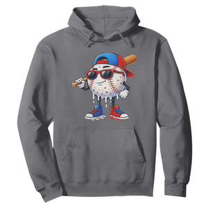 Baseball Drip Ice Cream Hoodie Youth Drip Baseball Boys Kid Red White And Blue TS10 Charcoal Print Your Wear