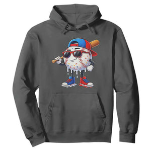 Baseball Drip Ice Cream Hoodie Youth Drip Baseball Boys Kid Red White And Blue TS10 Dark Heather Print Your Wear