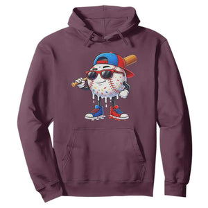 Baseball Drip Ice Cream Hoodie Youth Drip Baseball Boys Kid Red White And Blue TS10 Maroon Print Your Wear