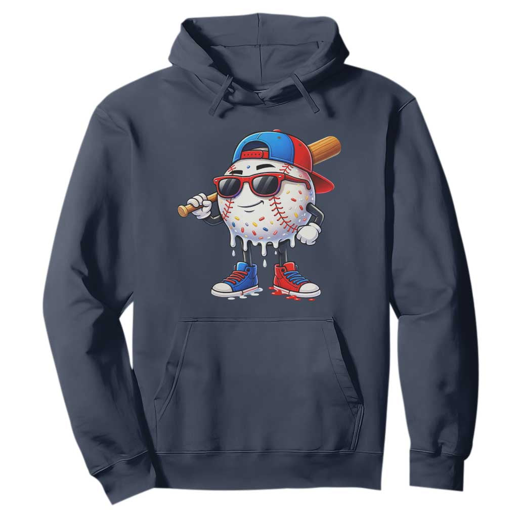 Baseball Drip Ice Cream Hoodie Youth Drip Baseball Boys Kid Red White And Blue TS10 Navy Print Your Wear