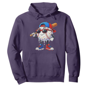 Baseball Drip Ice Cream Hoodie Youth Drip Baseball Boys Kid Red White And Blue TS10 Purple Print Your Wear
