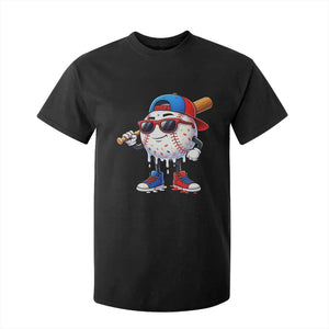 Baseball Drip Ice Cream T Shirt For Kid Youth Drip Baseball Boys Kid Red White And Blue TS10 Black Print Your Wear