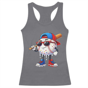 Baseball Drip Ice Cream Racerback Tank Top Youth Drip Baseball Boys Kid Red White And Blue TS10 Charcoal Print Your Wear