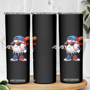 Baseball Drip Ice Cream Skinny Tumbler Youth Drip Baseball Boys Kid Red White And Blue TS10 Print Your Wear