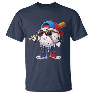 Baseball Drip Ice Cream T Shirt Youth Drip Baseball Boys Kid Red White And Blue TS10 Navy Print Your Wear