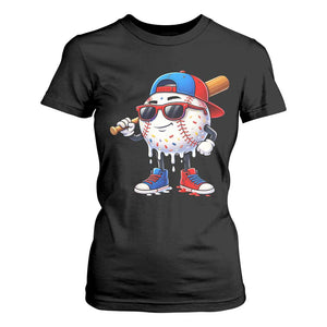 Baseball Drip Ice Cream T Shirt For Women Youth Drip Baseball Boys Kid Red White And Blue TS10 Black Print Your Wear
