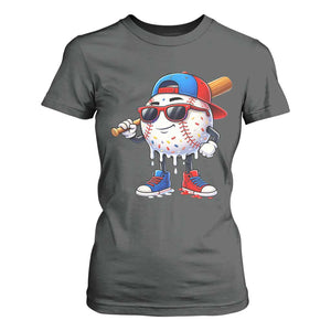 Baseball Drip Ice Cream T Shirt For Women Youth Drip Baseball Boys Kid Red White And Blue TS10 Dark Heather Print Your Wear