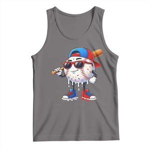 Baseball Drip Ice Cream Tank Top Youth Drip Baseball Boys Kid Red White And Blue TS10 Deep Heather Print Your Wear