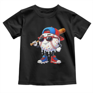 Baseball Drip Ice Cream Toddler T Shirt Youth Drip Baseball Boys Kid Red White And Blue TS10 Black Print Your Wear
