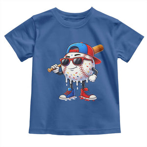 Baseball Drip Ice Cream Toddler T Shirt Youth Drip Baseball Boys Kid Red White And Blue TS10 Royal Blue Print Your Wear