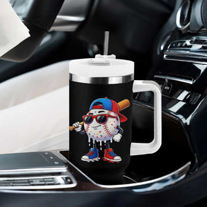 Baseball Drip Ice Cream Tumbler With Handle Youth Drip Baseball Boys Kid Red White And Blue TS10 Print Your Wear