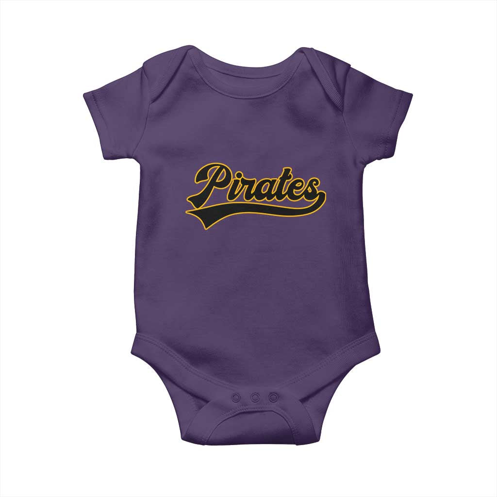 Vintage Pirates Baby Onesie Varsity Script Retro Sports Jersey Style Baseball Fans TS10 Purple Print Your Wear