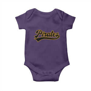 Vintage Pirates Baby Onesie Varsity Script Retro Sports Jersey Style Baseball Fans TS10 Purple Print Your Wear