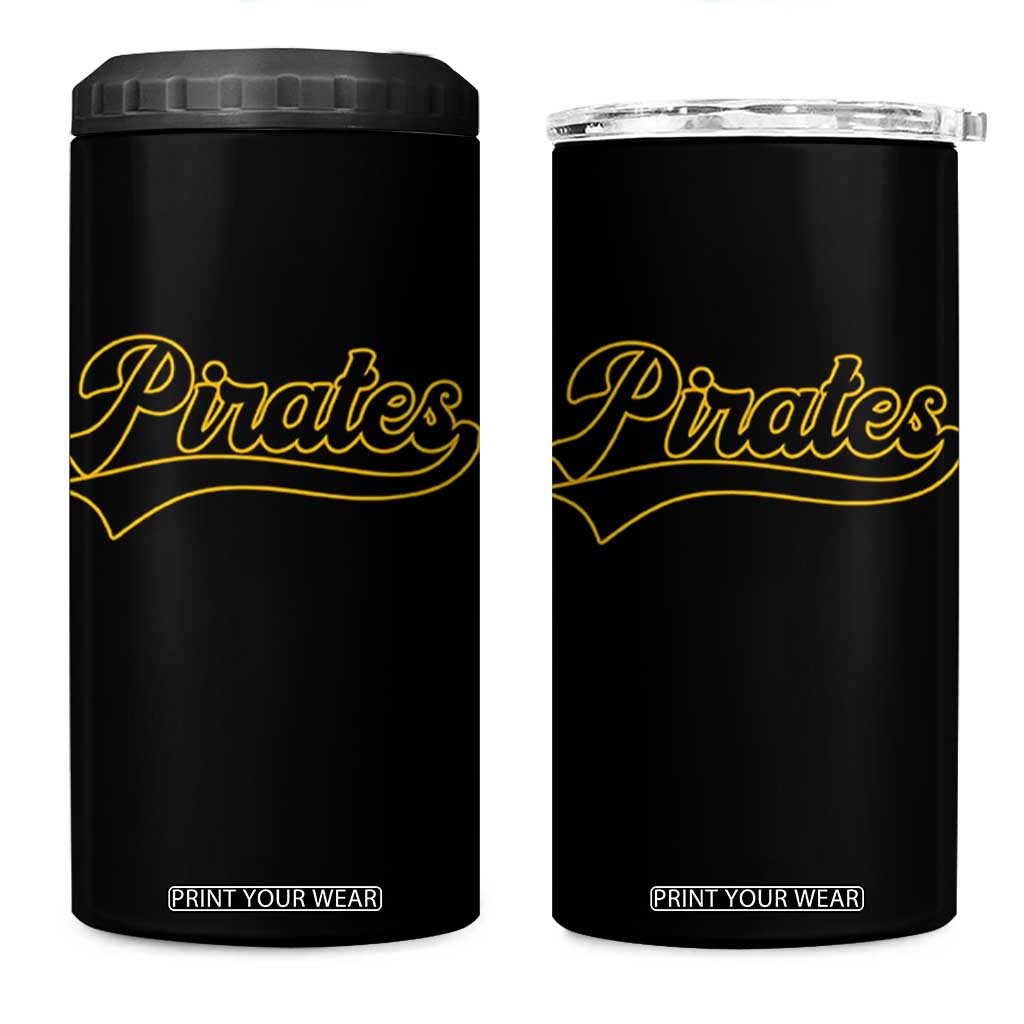 Vintage Pirates 4 in 1 Can Cooler Tumbler Varsity Script Retro Sports Jersey Style Baseball Fans TS10 One Size: 16 oz Black Print Your Wear