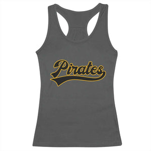 Vintage Pirates Racerback Tank Top Varsity Script Retro Sports Jersey Style Baseball Fans TS10 Dark Heather Print Your Wear