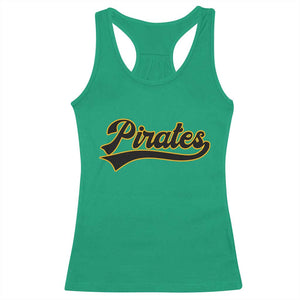 Vintage Pirates Racerback Tank Top Varsity Script Retro Sports Jersey Style Baseball Fans TS10 Irish Green Print Your Wear